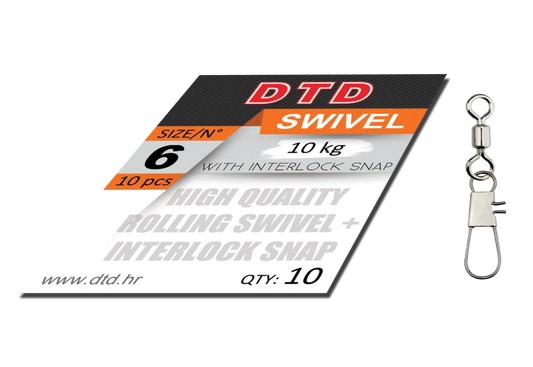 BRASS ROLLING SWIVEL WITH INTERLOCKSNAP