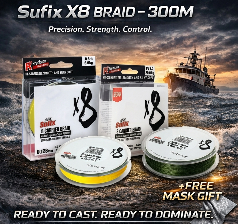 Sufix X8 Carrier Braid + Free Mask 🎁